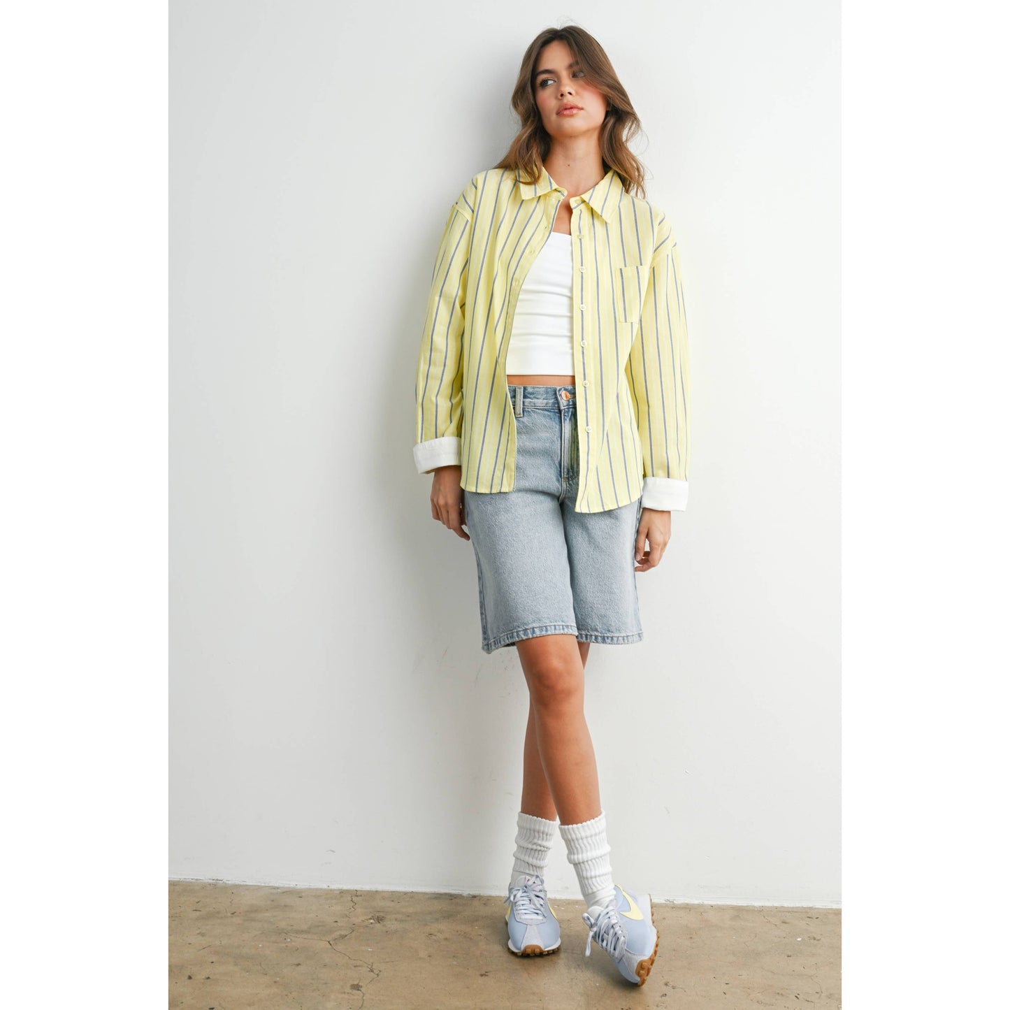 Striped Long-Sleeve Button-Up Shirt - BMT8055