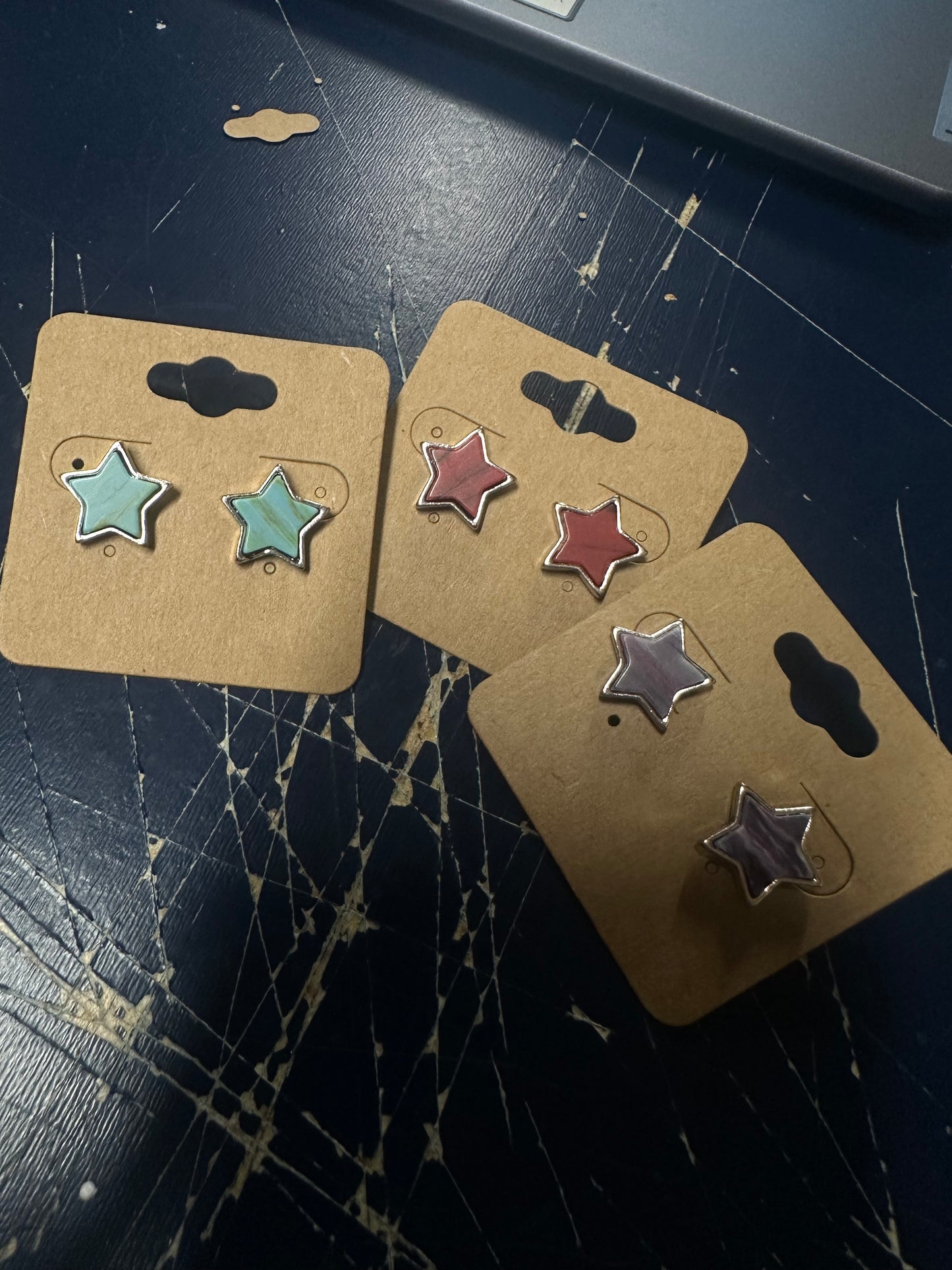 Star Shape Agate Stone Stud Earrings