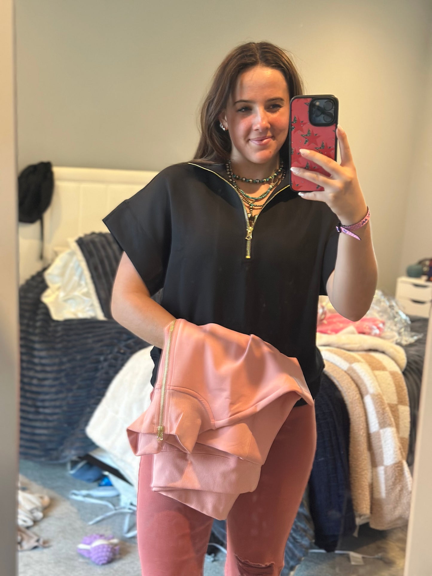 Scuba high neck half zip short sleeve pullover