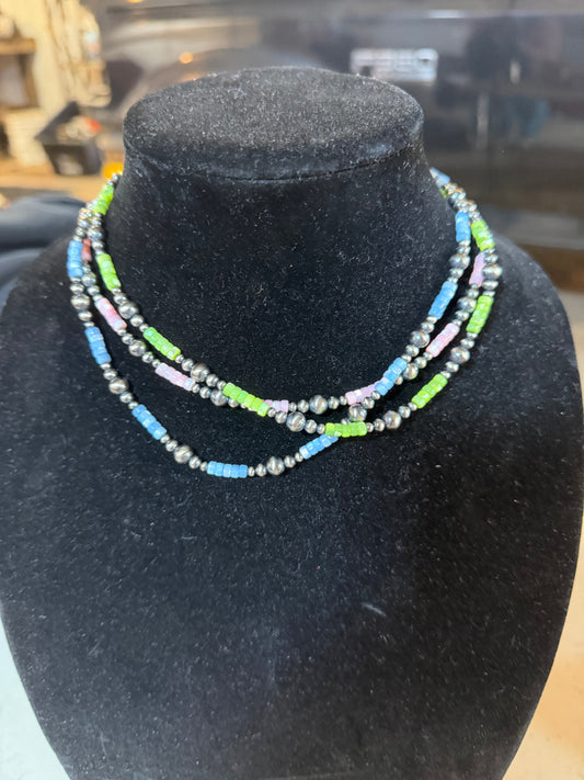 Mother of pearl multi color necklaces