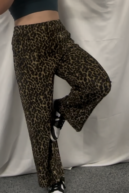 Wide Leg Leopard Pants