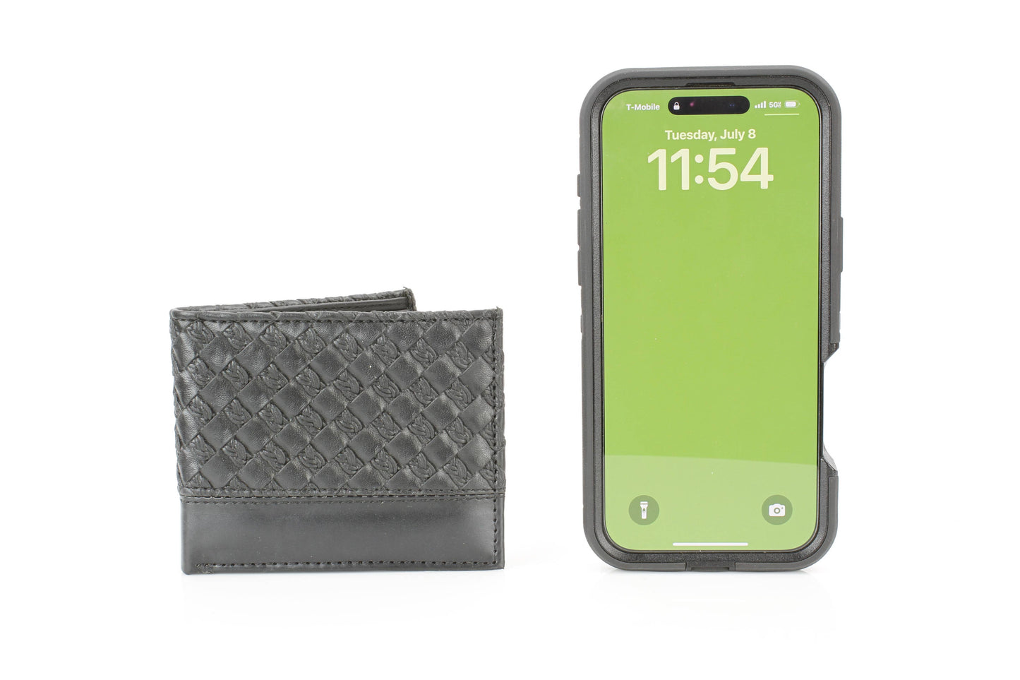 Vegan Woven Pattern Wallet with Solid Band VL 903