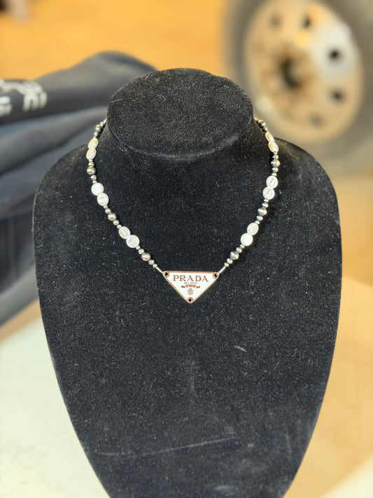 Flat Freshwater pearl x PRADA necklace