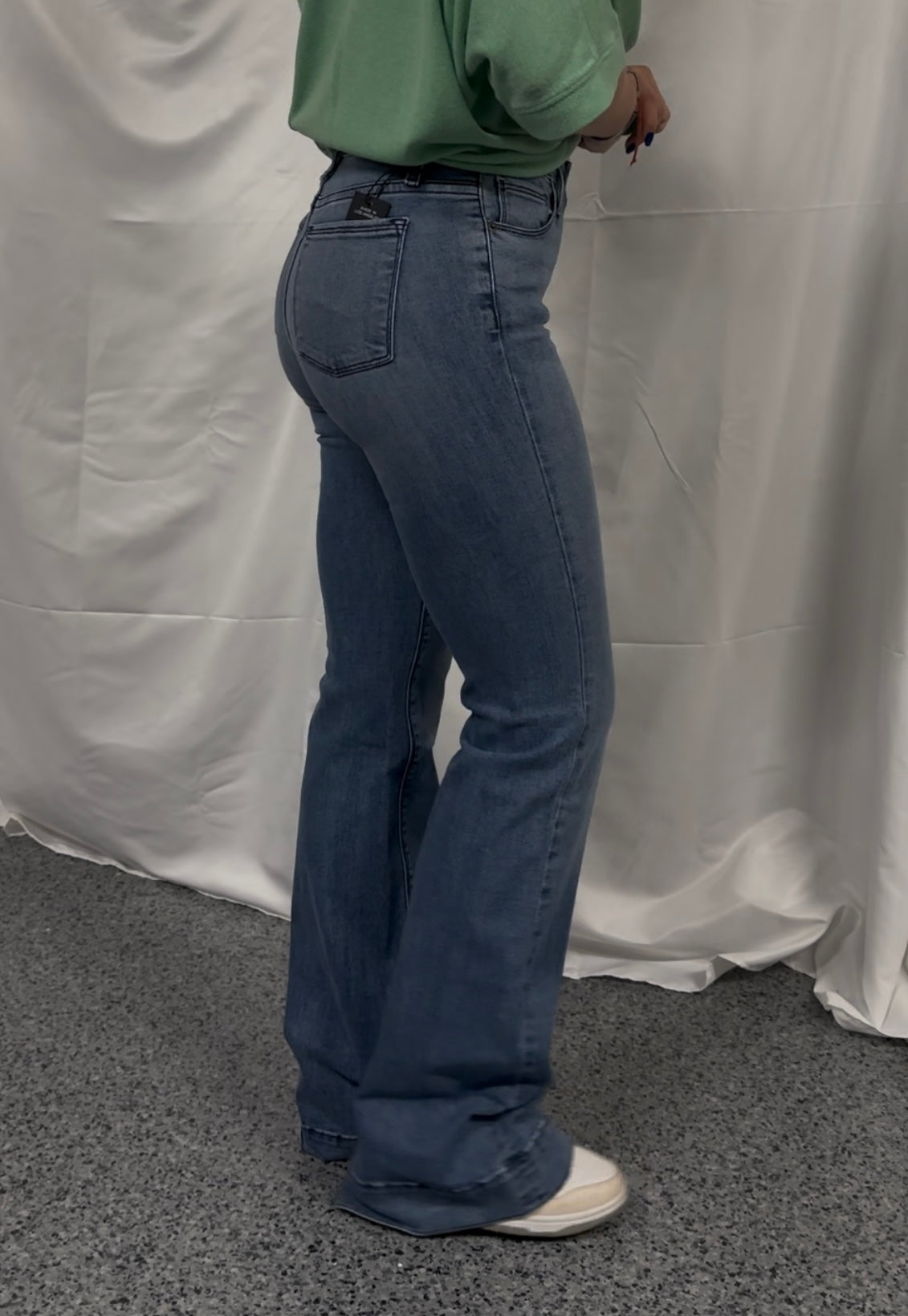 BELLA : Trouser Flare (Vintage Blue) Navy Stitch Haala Denim