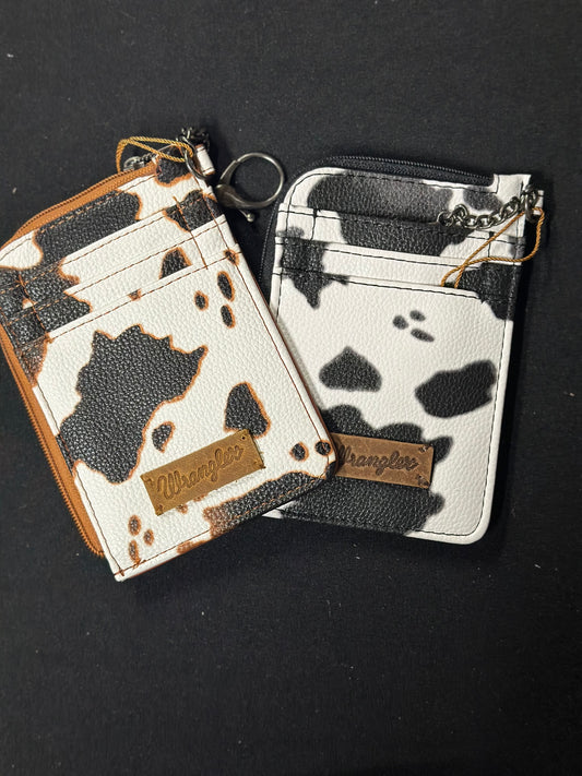 Wrangler Cow Print Print Mini Zip Card Case