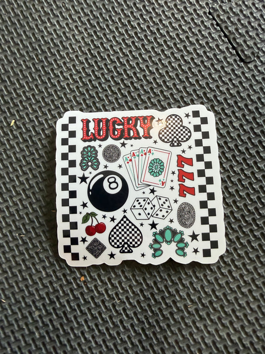 lucky - retro die cut sticker