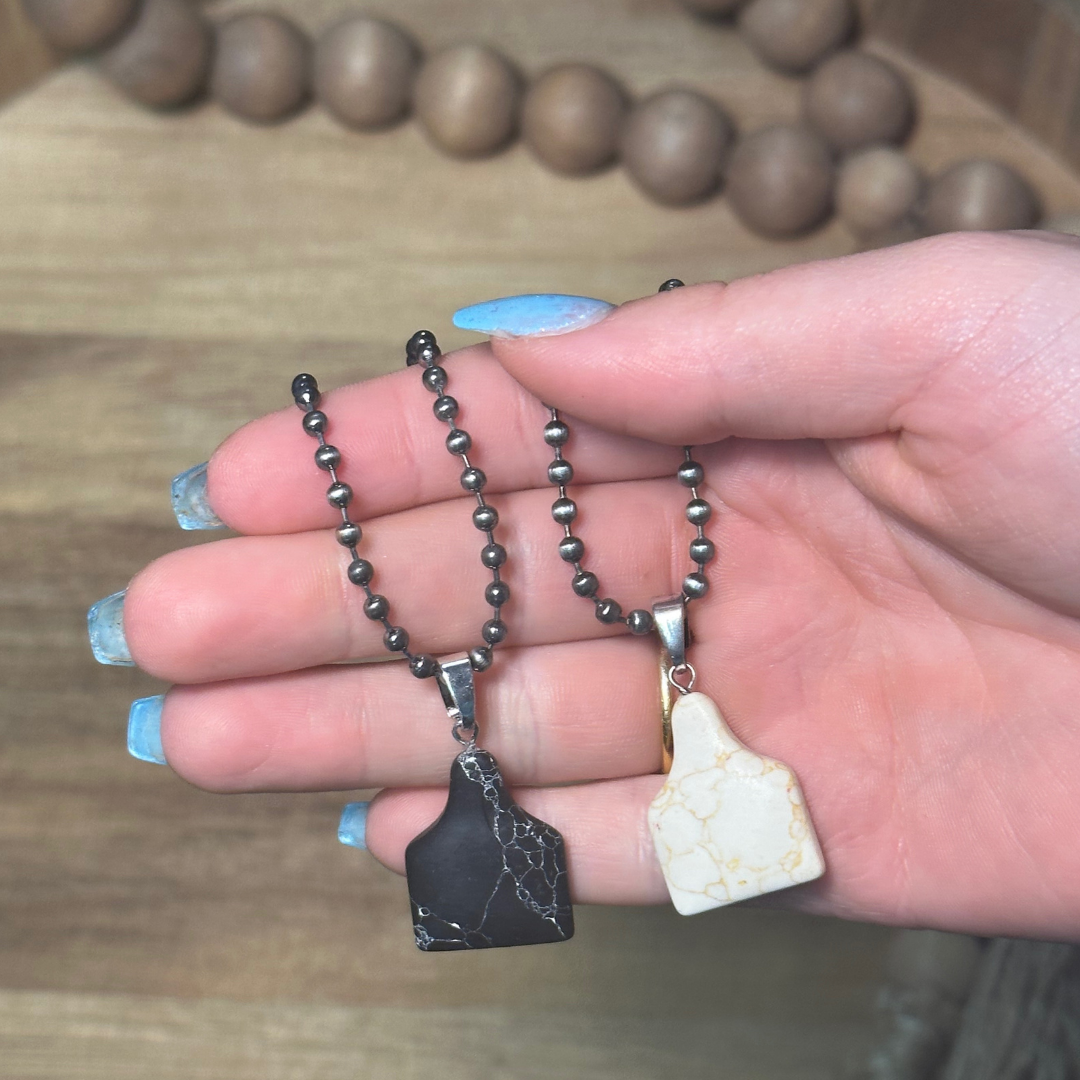 Ear tag Stone Necklace