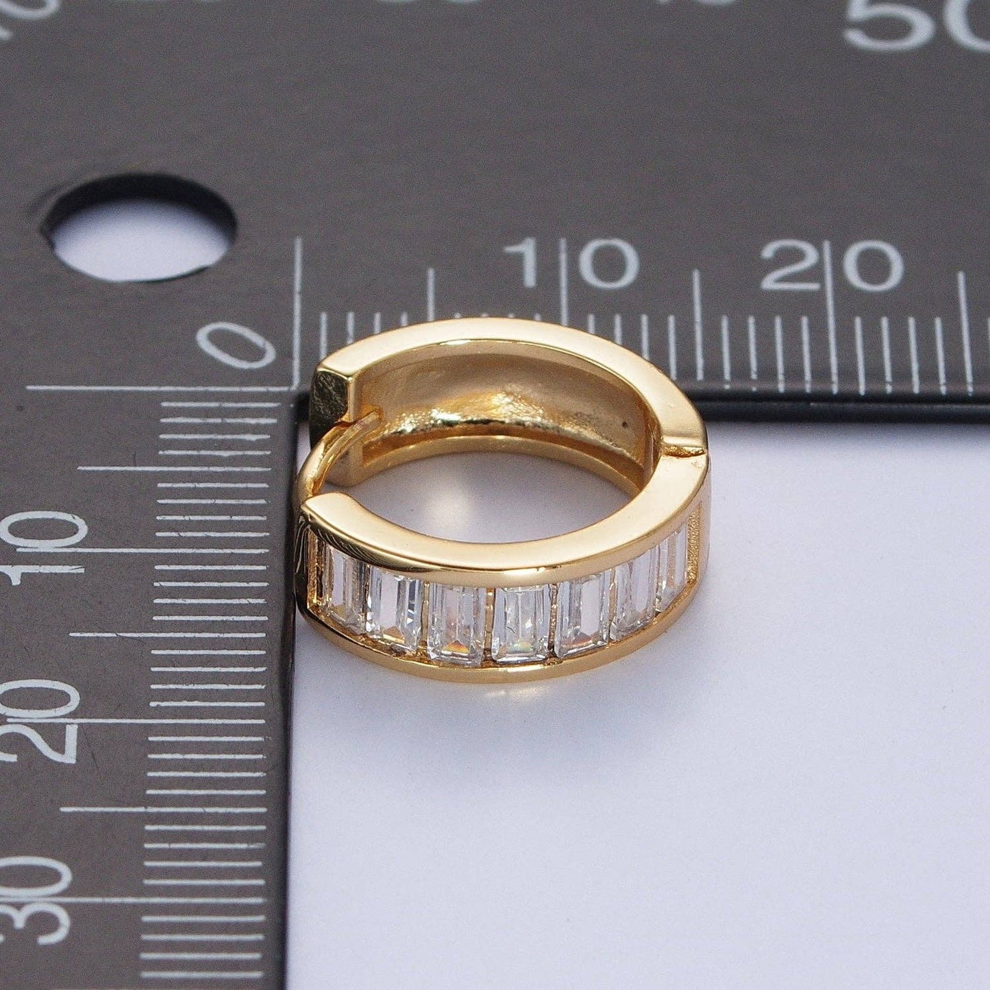 24K Gold Filled Clear Baguette Cubic Zirconia Simple Minimal