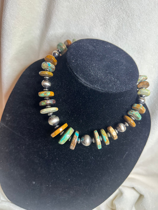 large graduated natural turquoise necklace *1
