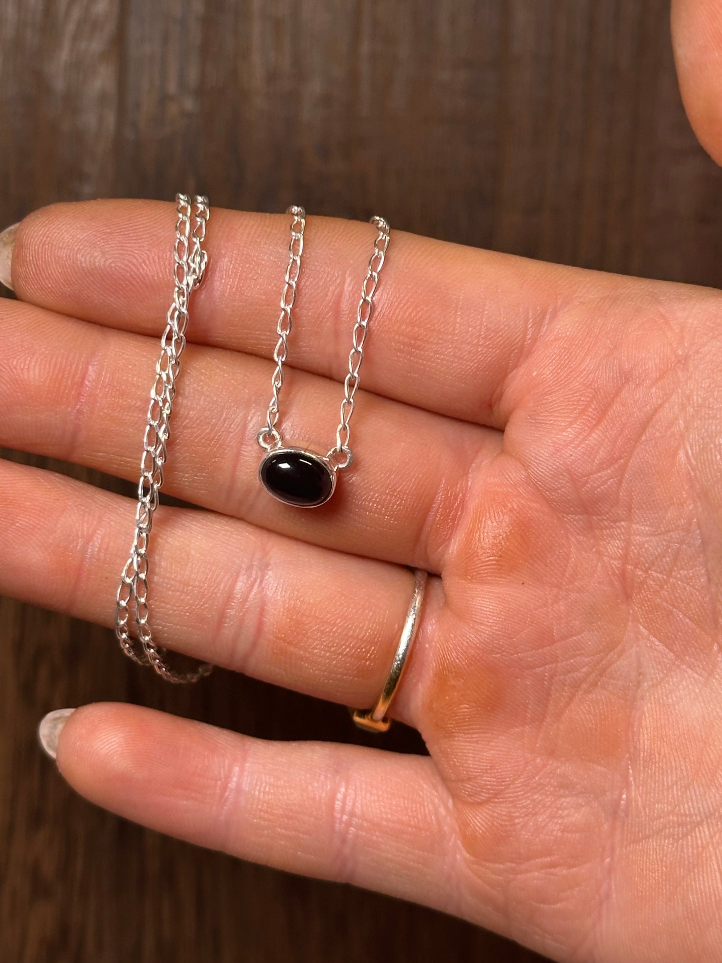 Navajo Black Onyx And Sterling Silver Dot Necklace Signed