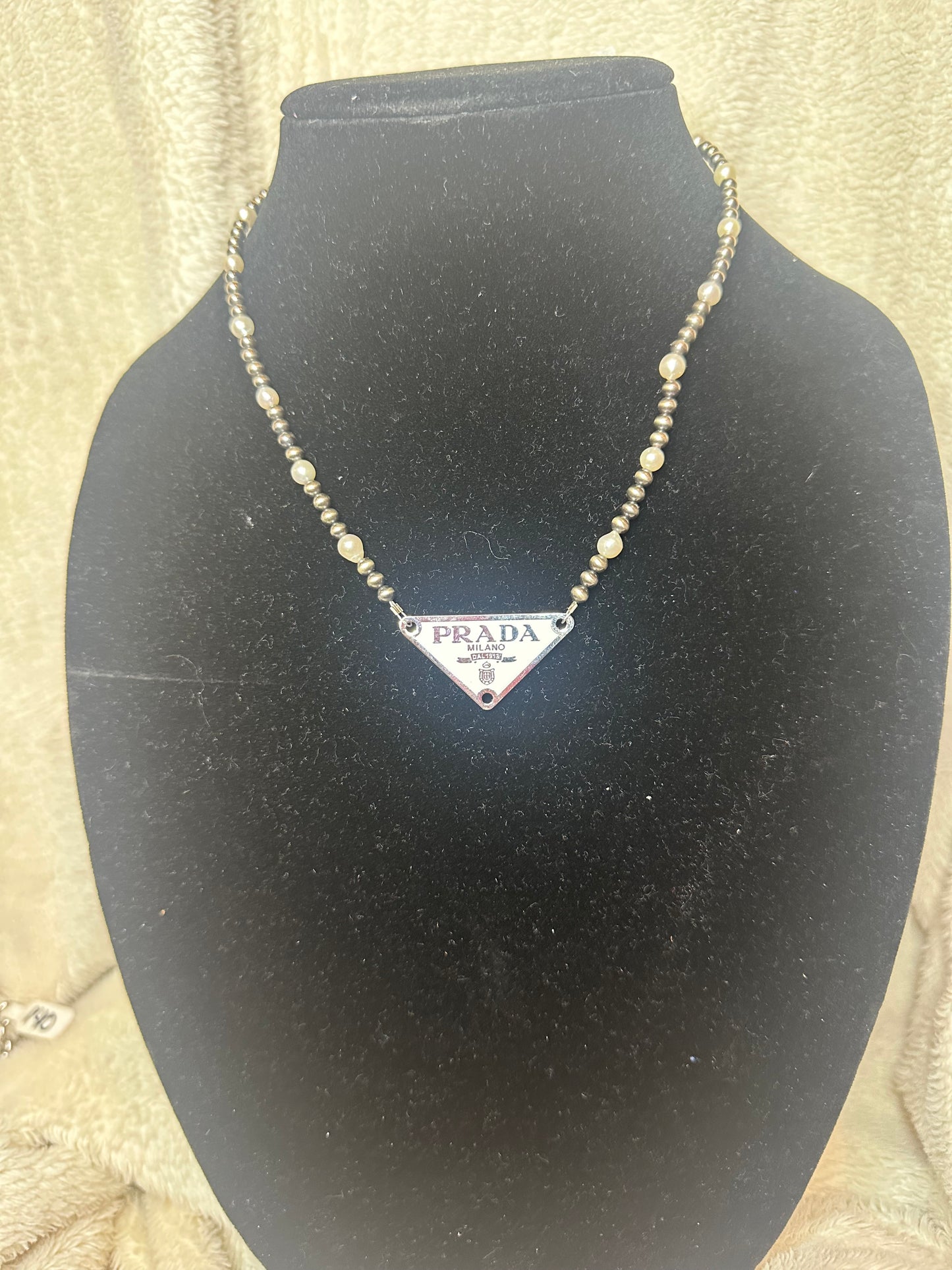 4mm pearl freshwater pearl PRADA pendant necklace