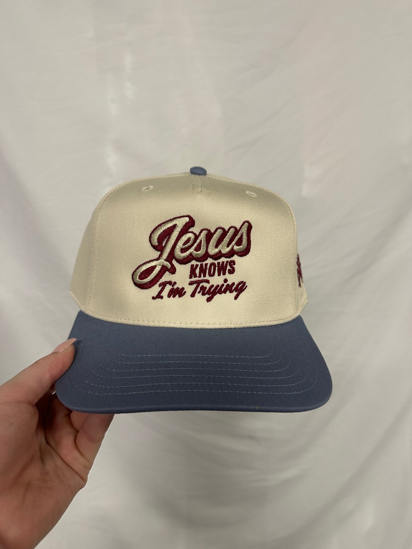 Jesus Knows I'm Trying Trucker Hat