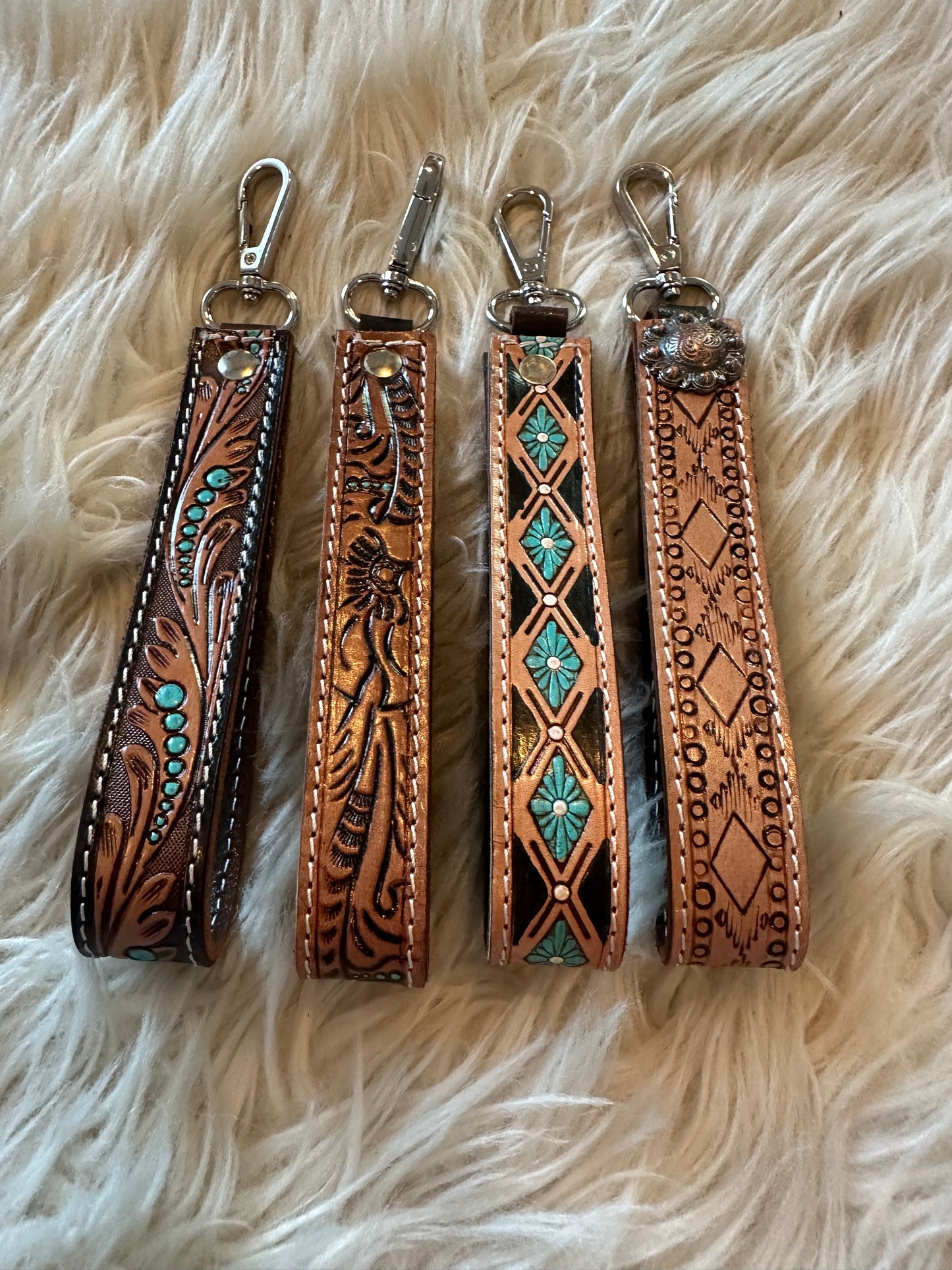 Tooled Leather Keychain