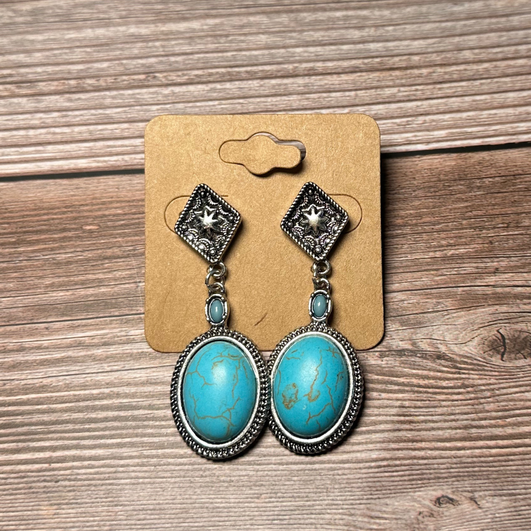 Mid length drop earrings I Turquoise