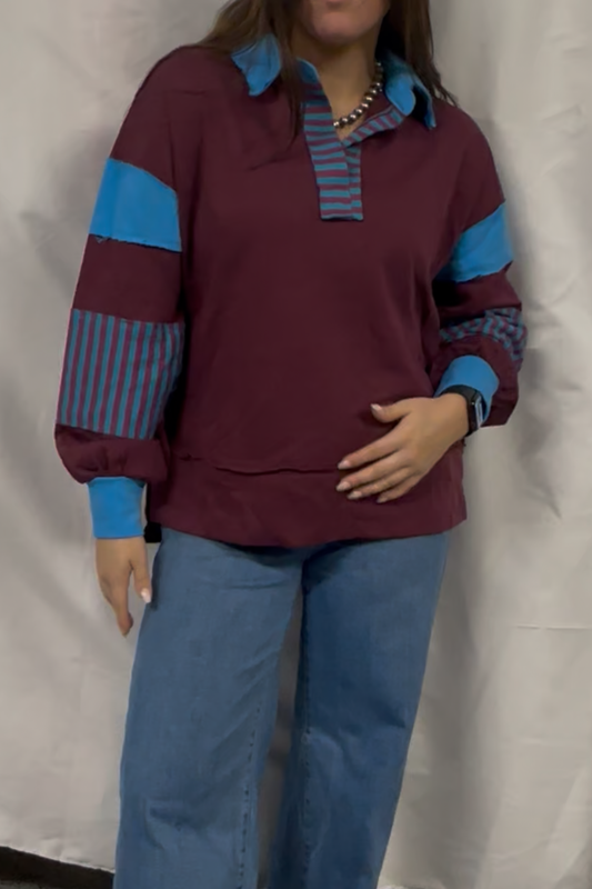 Fabric Mix Match Hi-low Casual Top