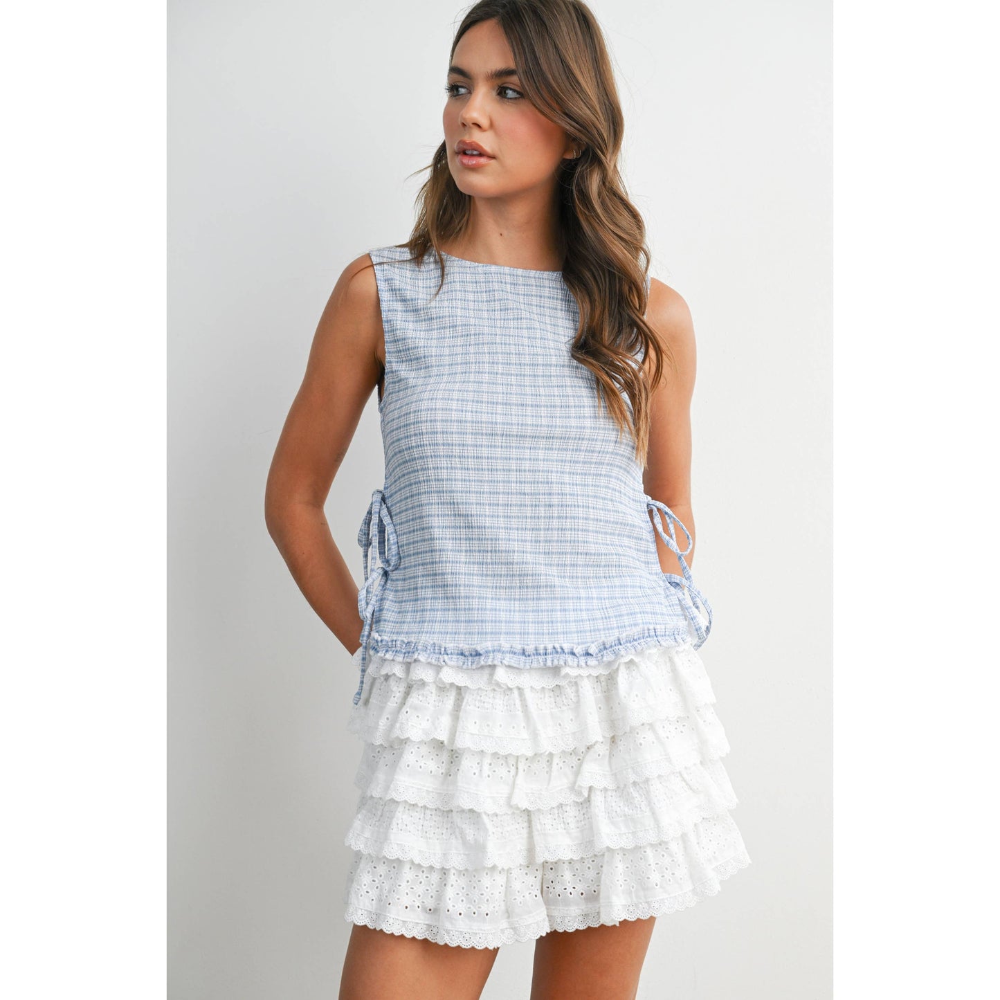 Checkered Ladder Lace-Up Vest - BMT8297