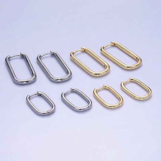 Dainty Link Hoop Earrings Minimalist Oblong Earrings