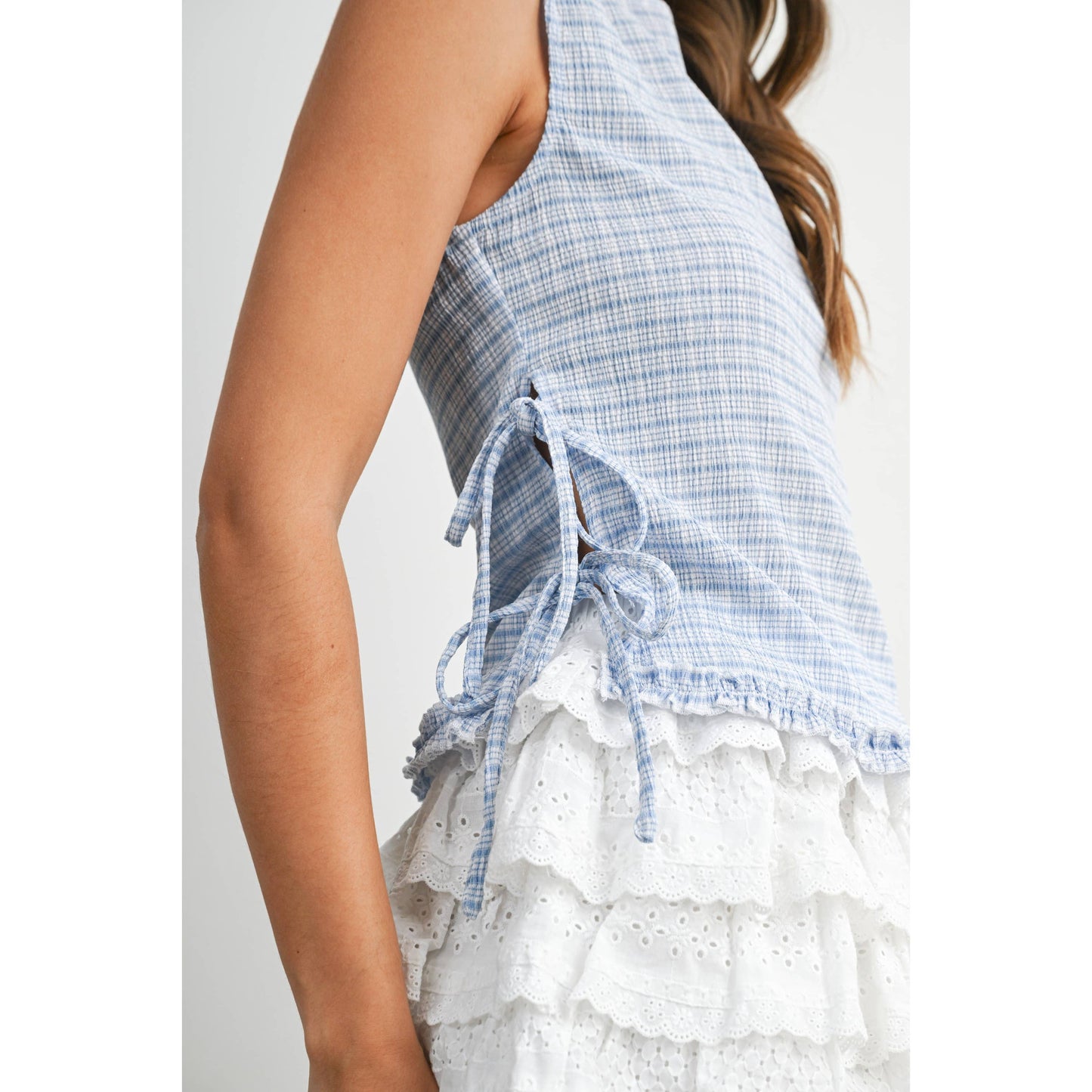 Checkered Ladder Lace-Up Vest - BMT8297