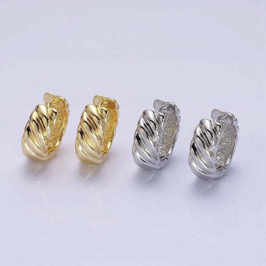 Gold Filled Wide Flat Lined Croissant 16mm Huggie Earrings