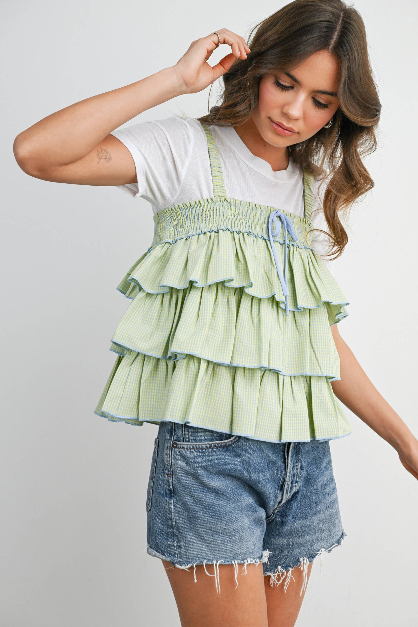 Ruffled Checkered Cami - BMT8395