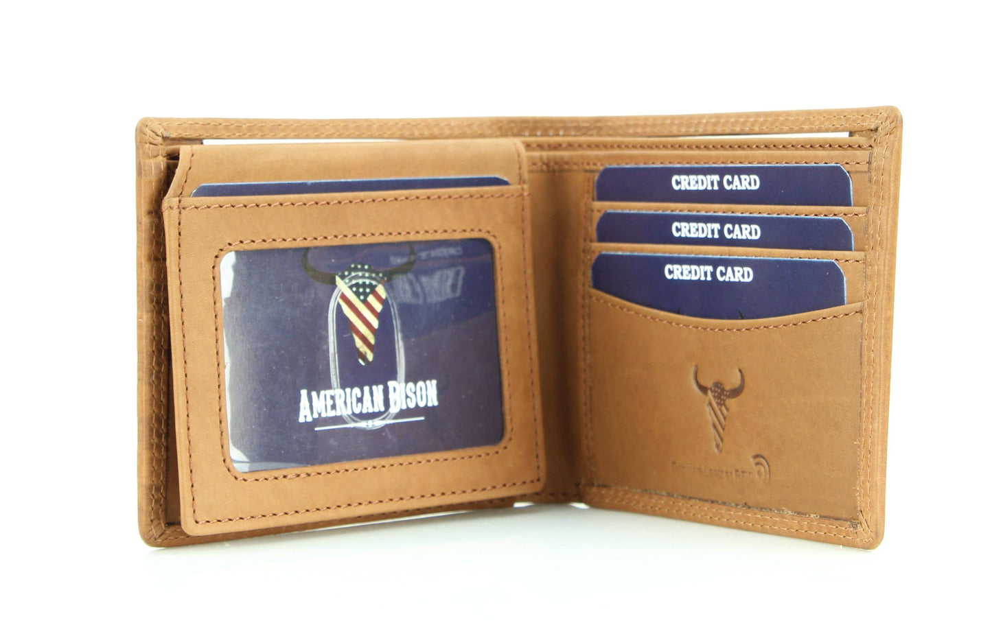 American Flag Embossed Distressed Leather Bi Fold Wallet