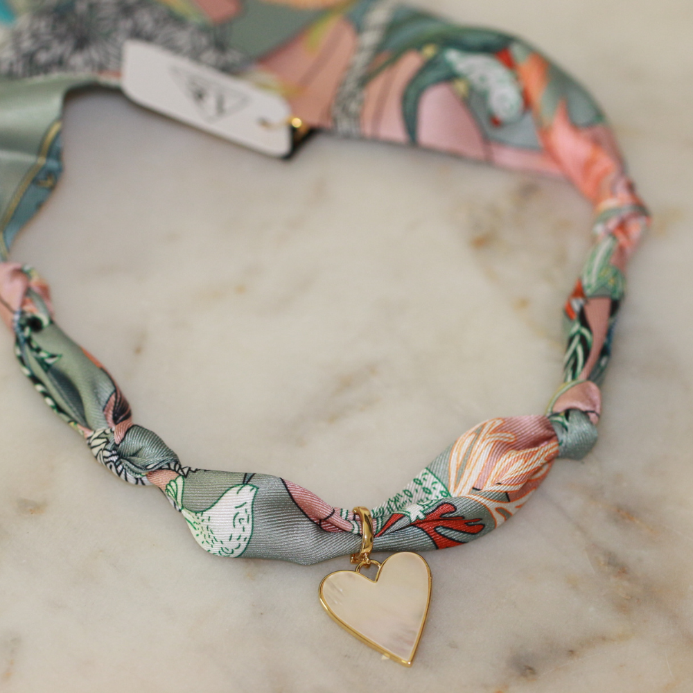 Callie Heart Scarf Necklace - gold pearl necklace
