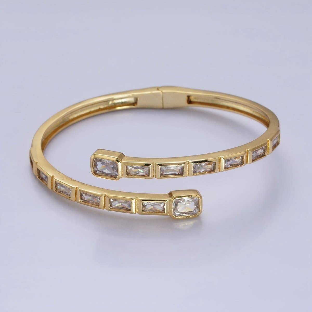 Gold Wrist Bangle Emerald Cut Cz Bangle Bracelet Silver Bracelet Blue Sapphire, Emerald Green, Clear CZ | WA-1687 to WA-1691 Clearance Pricing