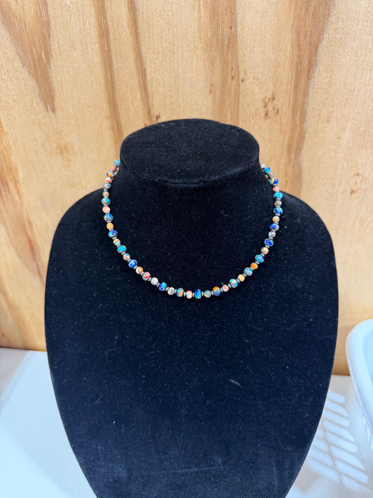 orange spiny x lapis x turquoise choker necklace