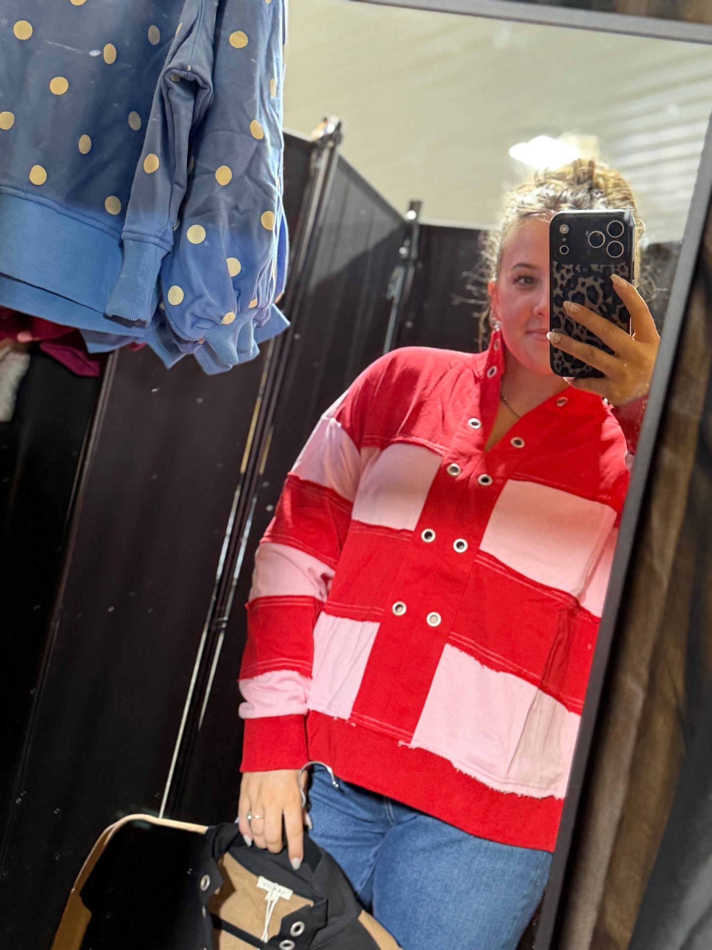 Color block raw cut long sleeve top