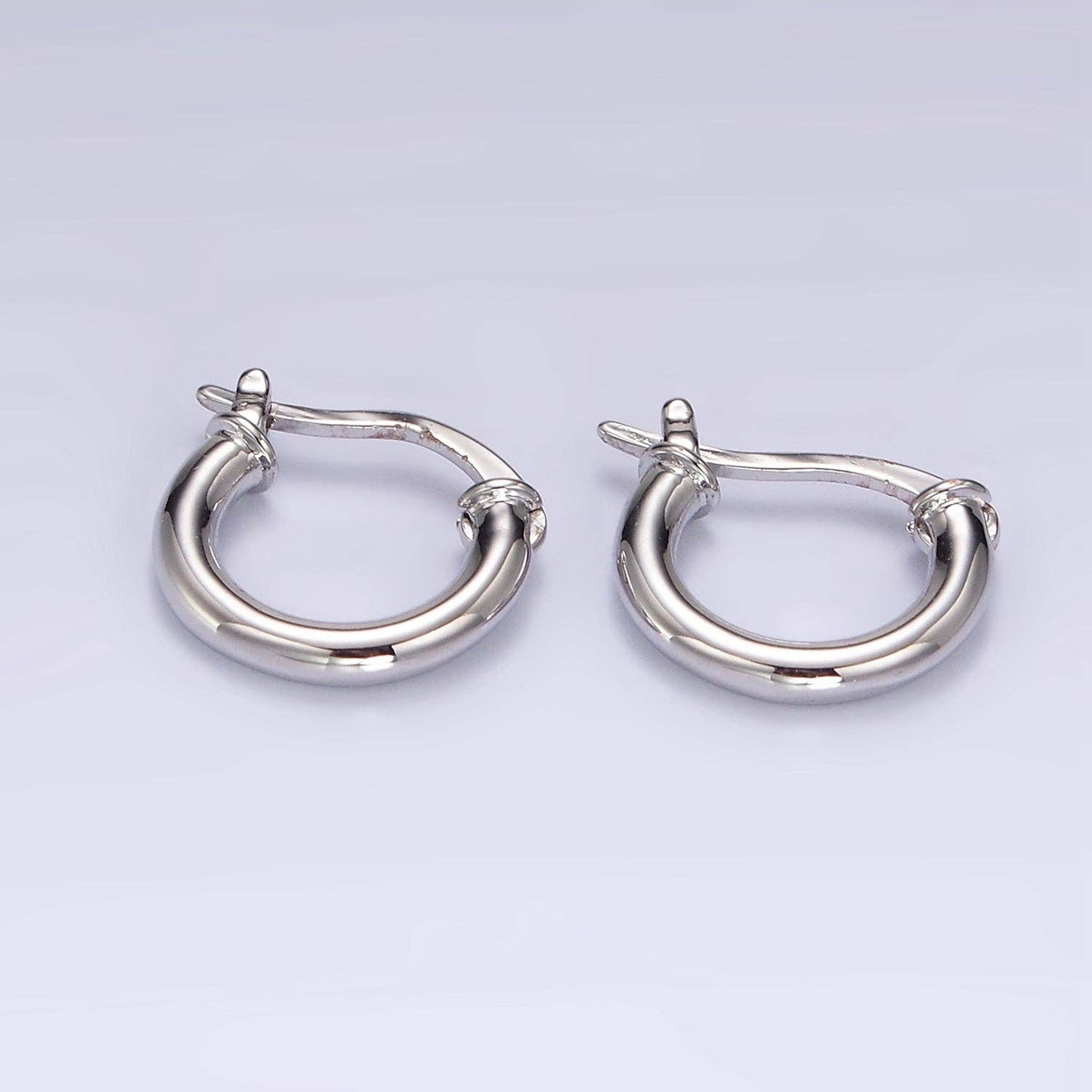 14K Gold Filled 12mm Tube Minimalist French Latch Hoop Earrings in Gold & Silver | AE116 AE117