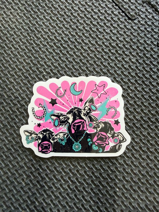 funking cows die cut sticker