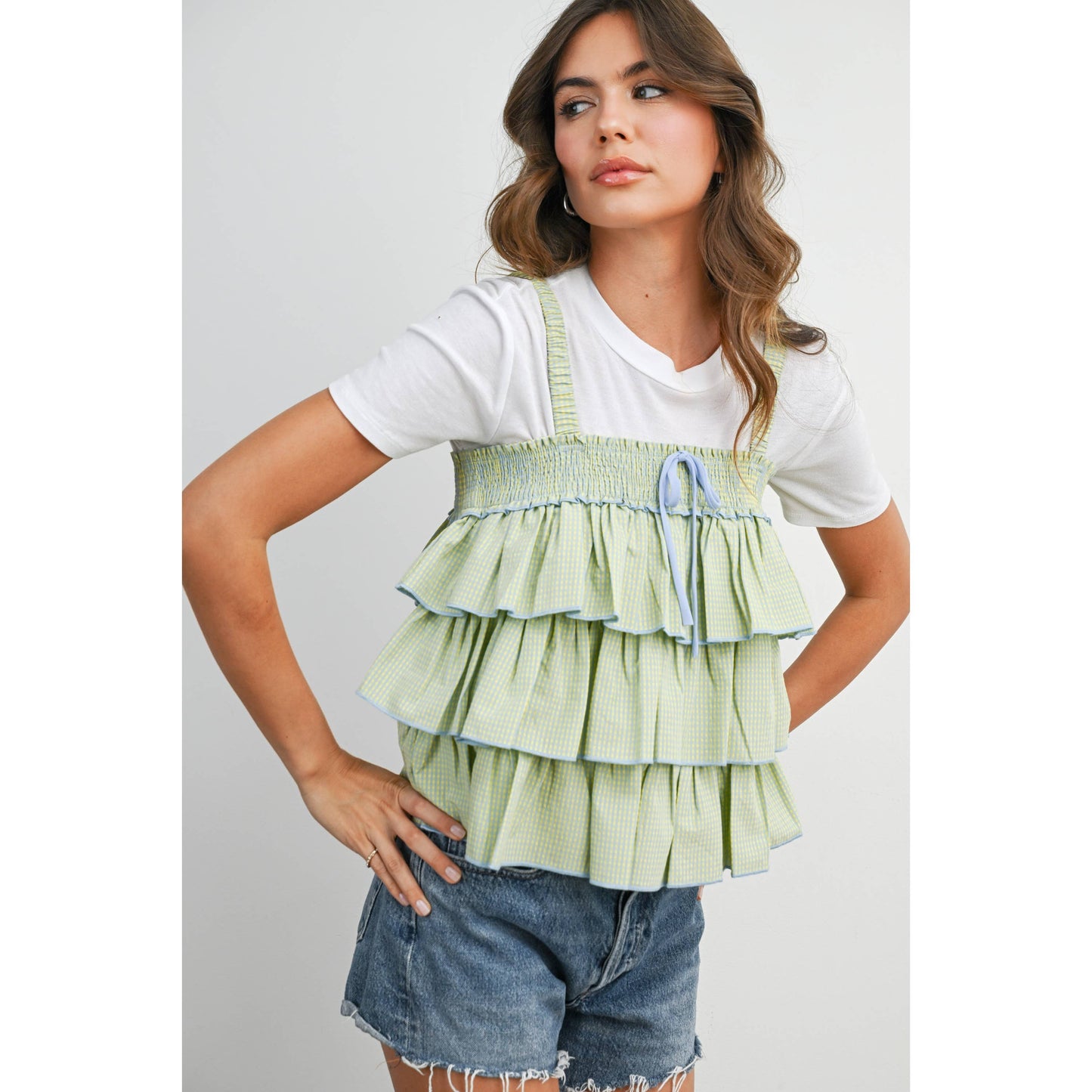 Ruffled Checkered Cami - BMT8395