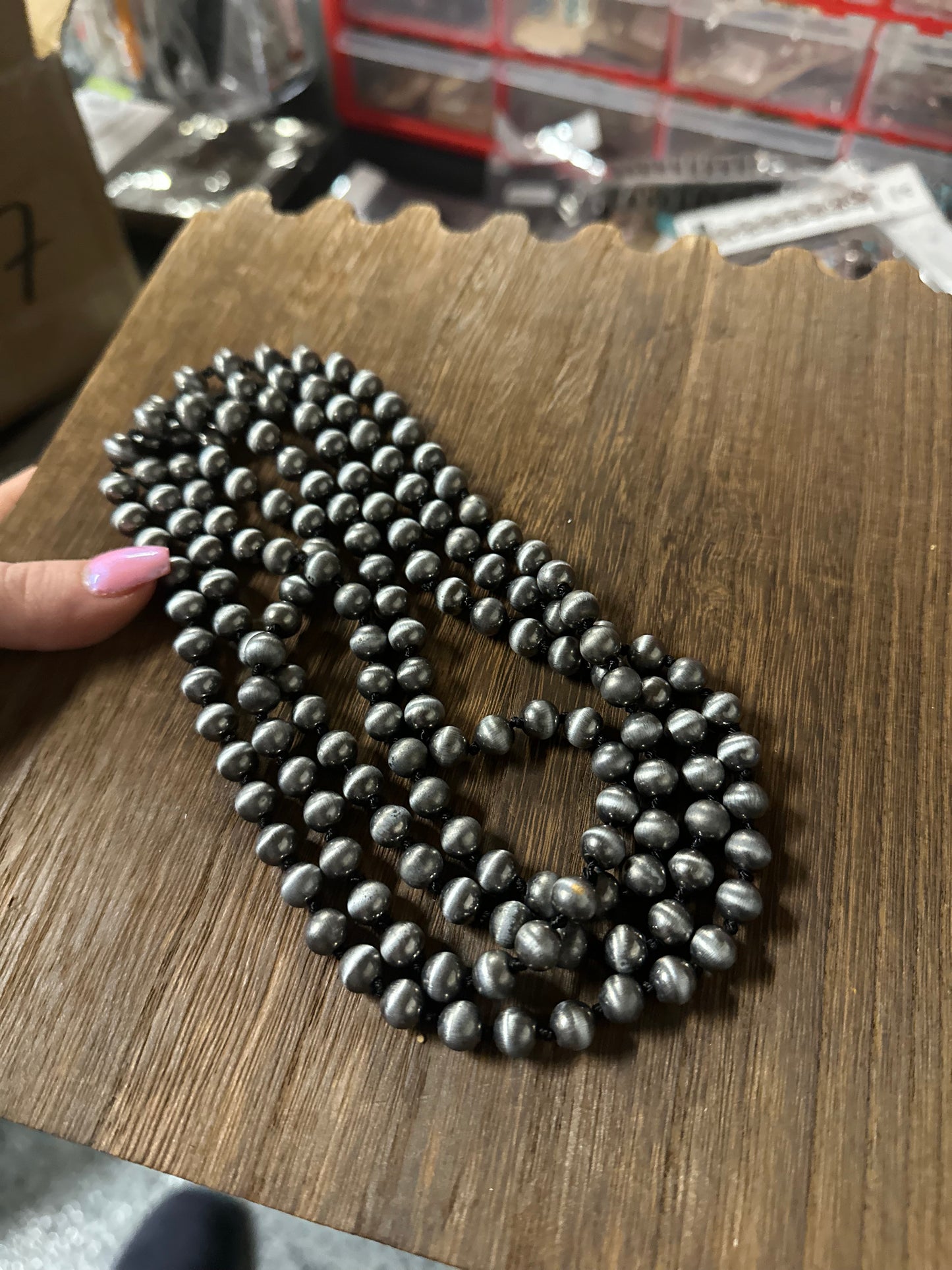 60″ Navajo Style Pearl Necklace