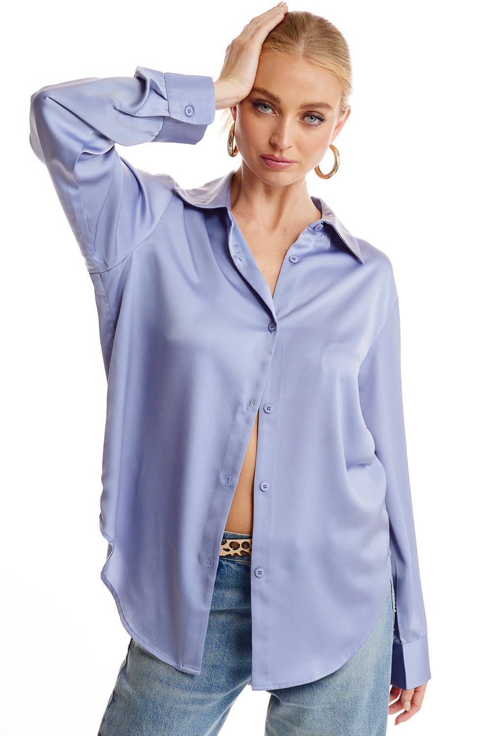 Silky Satin Button Down Shirt