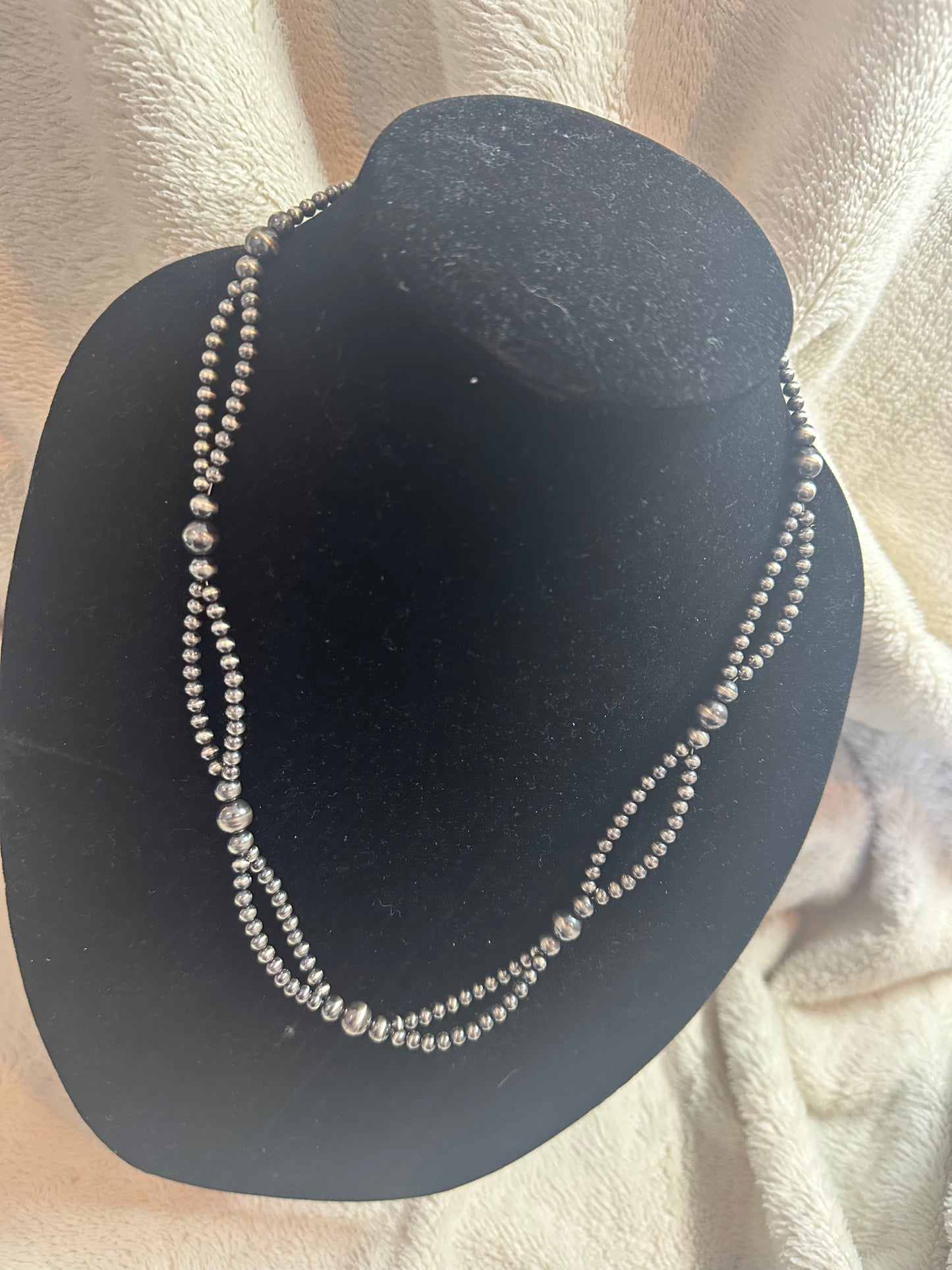 4mm-8mm graduated spiral navajo pearl necklace