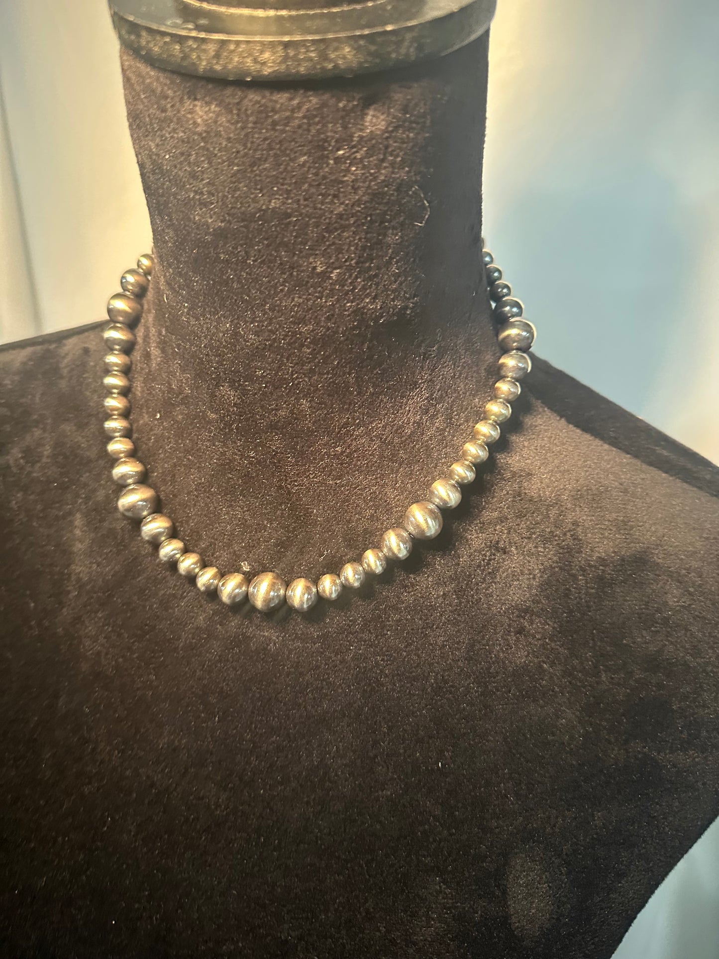 8-12mm graduated sterling silver pearl necklace