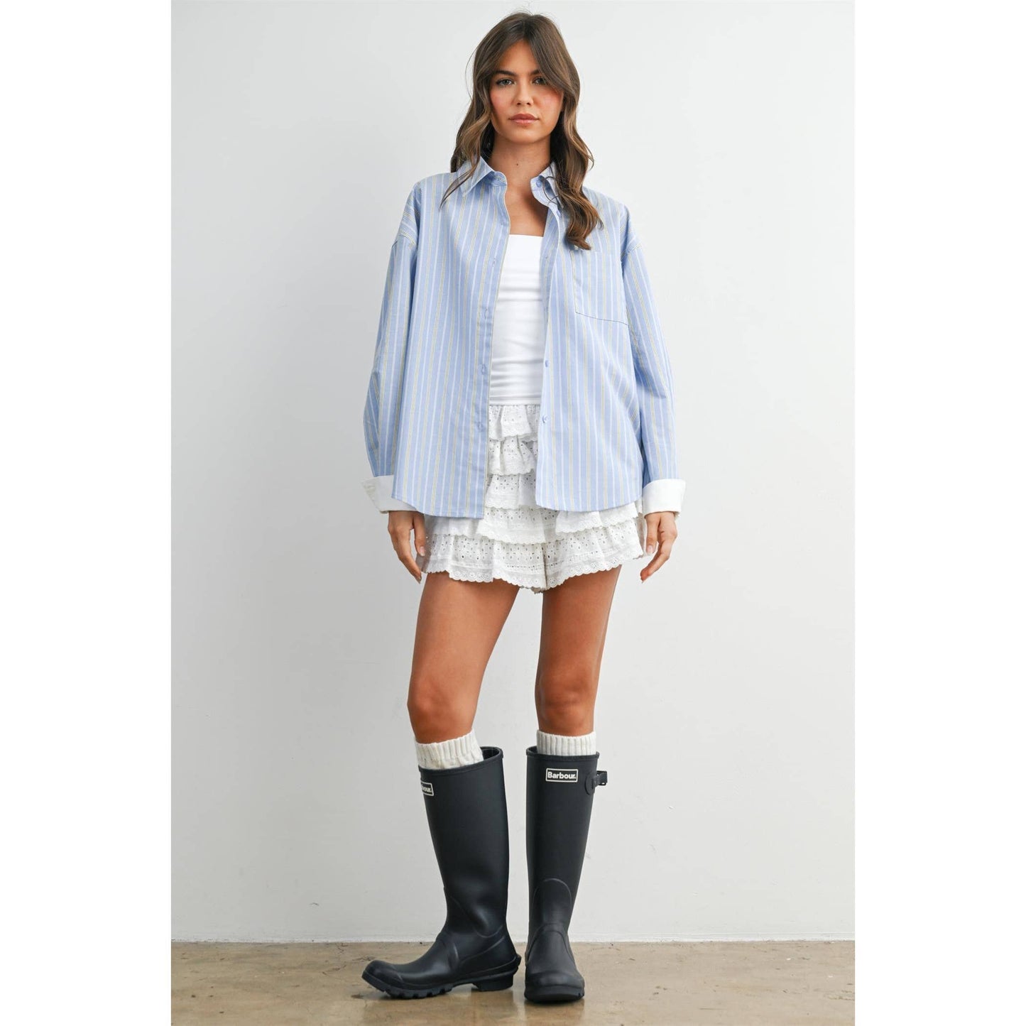 Striped Long-Sleeve Button-Up Shirt - BMT8055