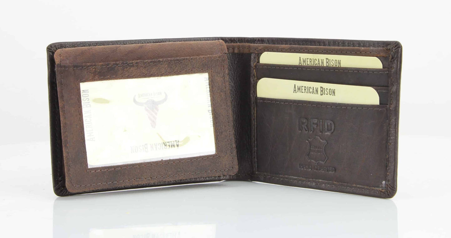 American Flag Embossed Distressed Leather Bi Fold Wallet