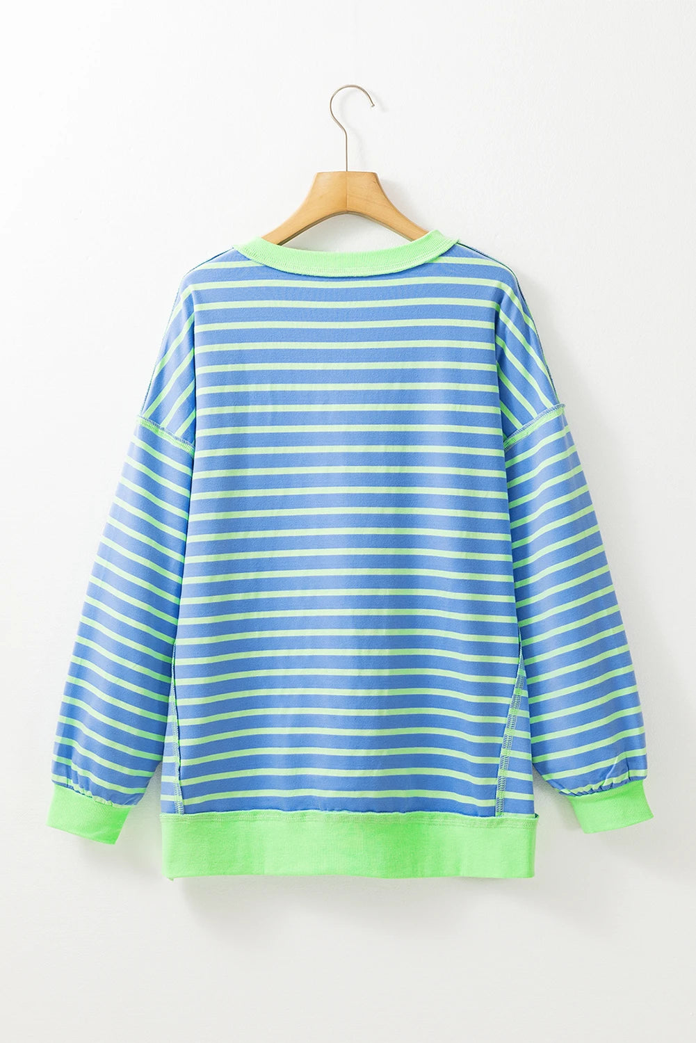 Stripe Contrast Trim High Low Tunic Sweatshirt