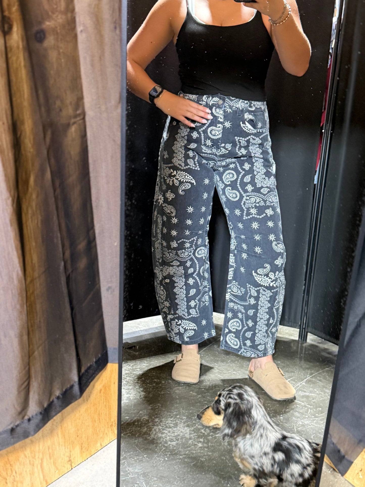 Paisley Printed Denim Pants