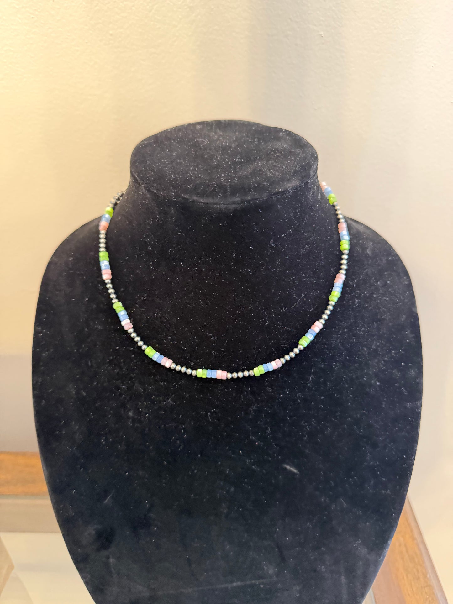 3-4mm pearl multi color mother of pearl necklace