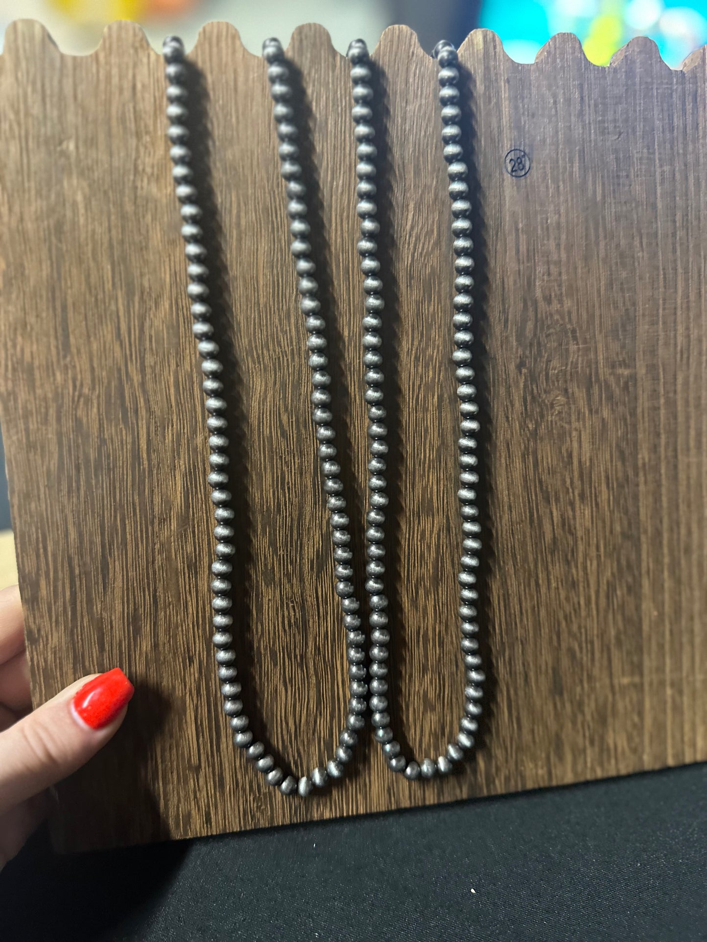 6mm Navajo style pearl necklace 28”