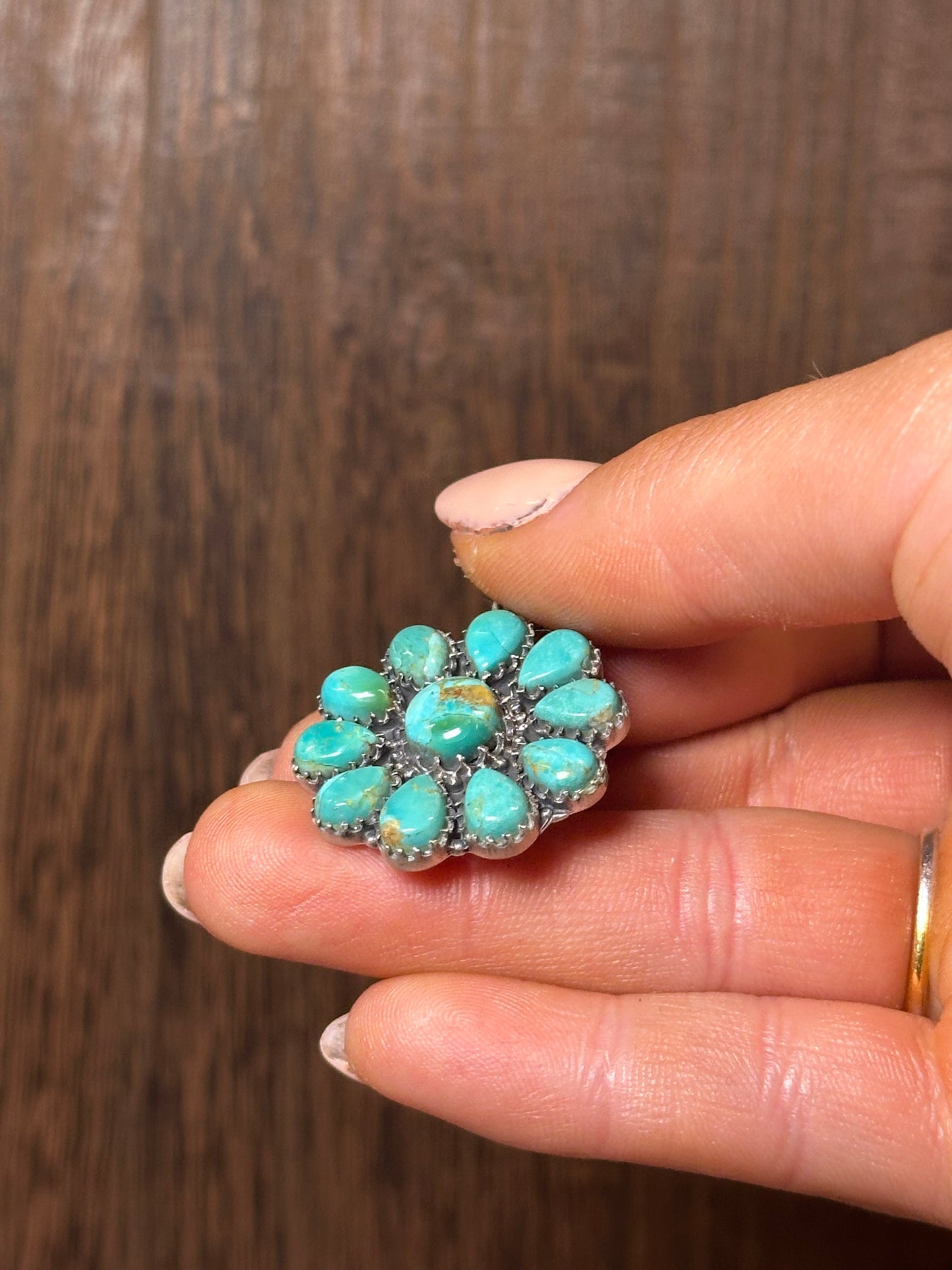 Beautiful Handmade Sterling Silver & Turquoise Flower Pendant