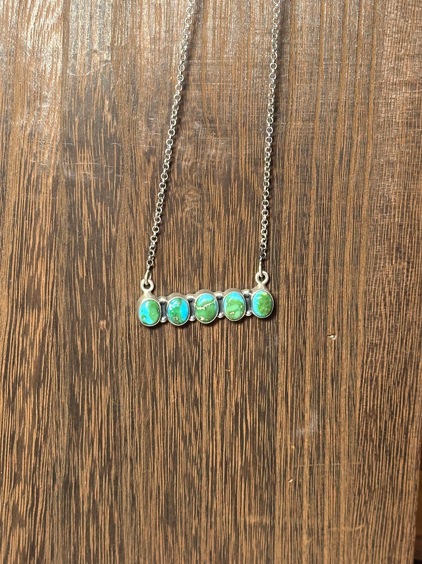 Handmade Sterling Silver & Sonoran Mountain Turquoise Bar Necklace