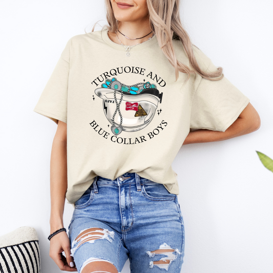 turquoise and blue collar boys shirt/crewneck
