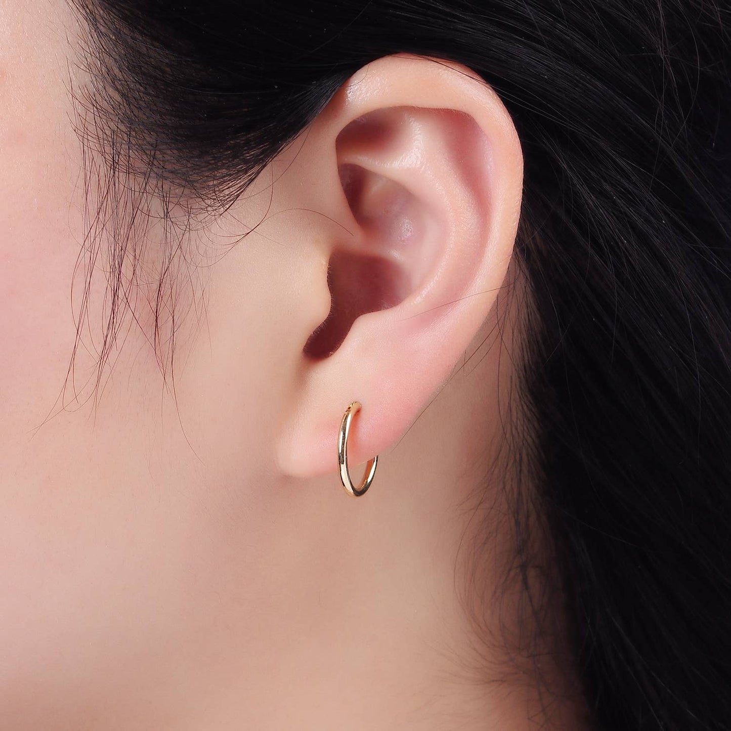 14K Gold Filled 14mm Minimalist Latch Cartilage Hoop Earring