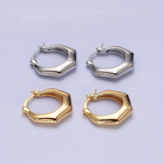 Gold Filled 20mm Hexagonal Dome French Lock Latch Earrings