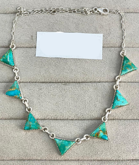 Turquoise Triangle Cluster Necklace