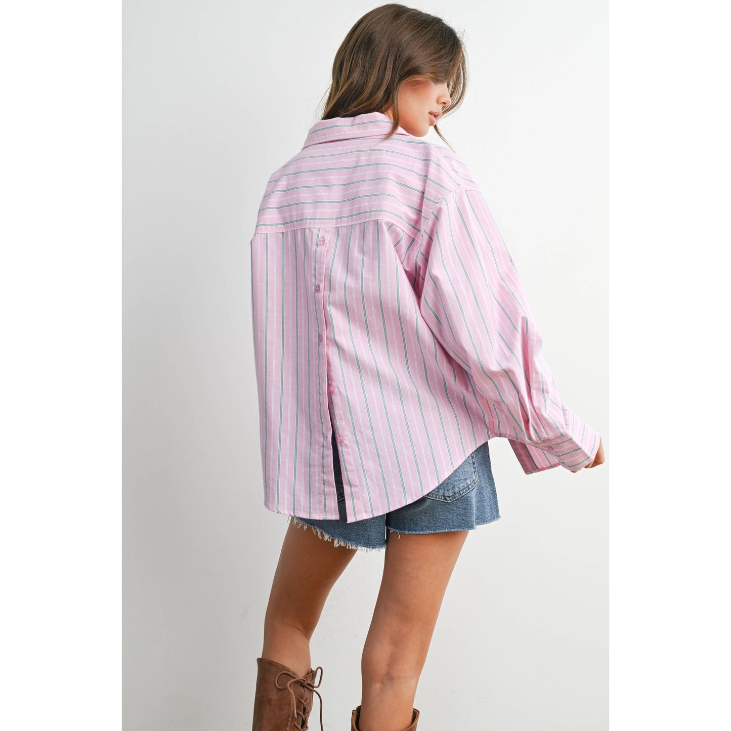 Striped Long-Sleeve Button-Up Shirt - BMT8055