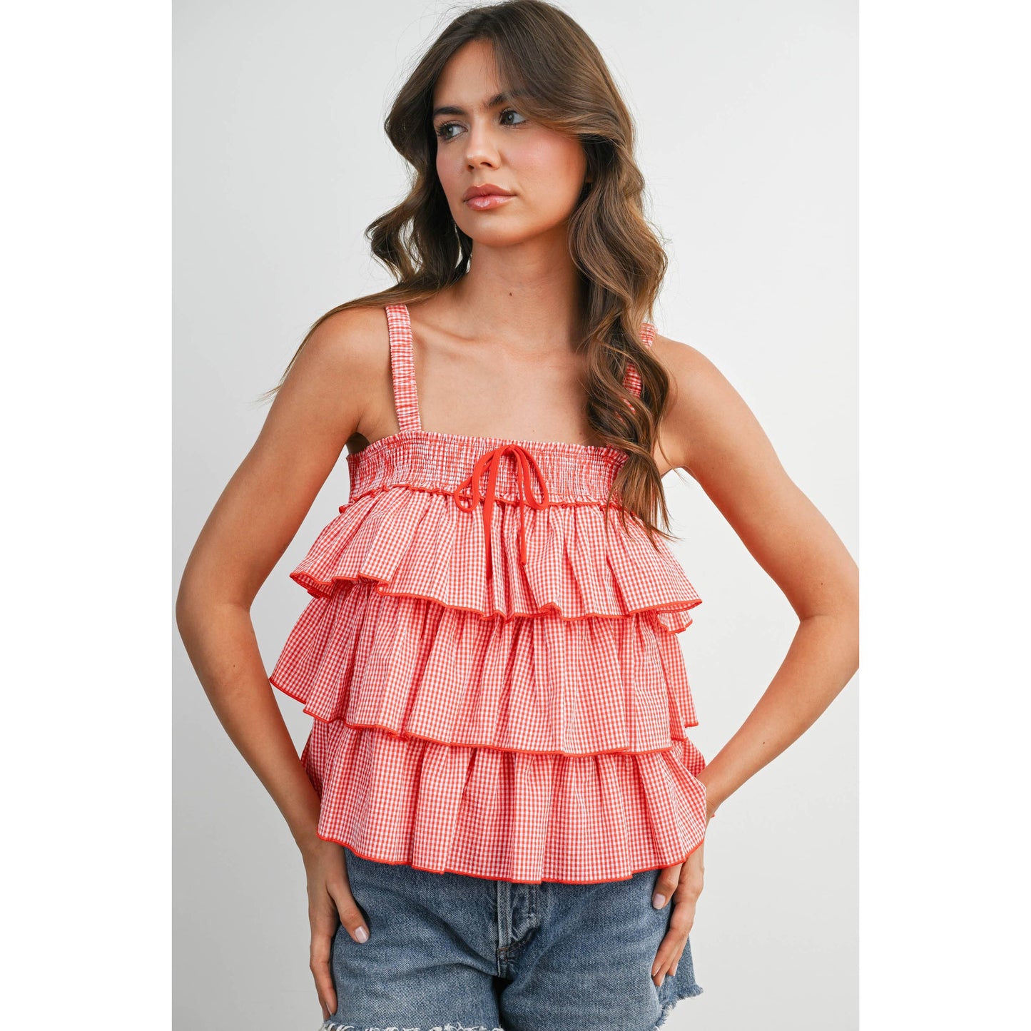 Ruffled Checkered Cami - BMT8395